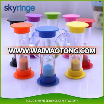 Hot Selling color cap sand timer hourglass for kids with suction cup